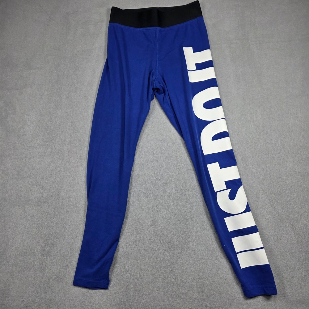 Nike Leggings Womens Small Blue Skinny High Rise Just Do It Stretch Solid
